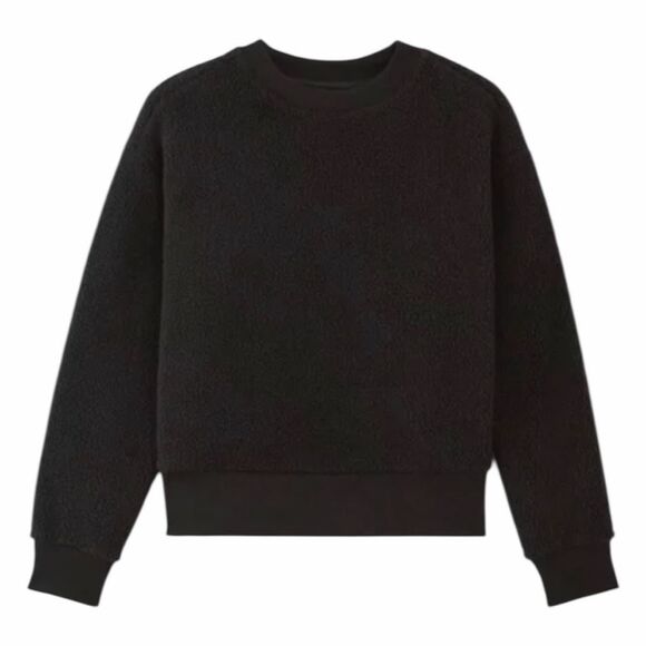 Everlane The ReNew Fleece Oversized Crewneck Sweatshirt Black Fleece Knit XS - Picture 1 of 9